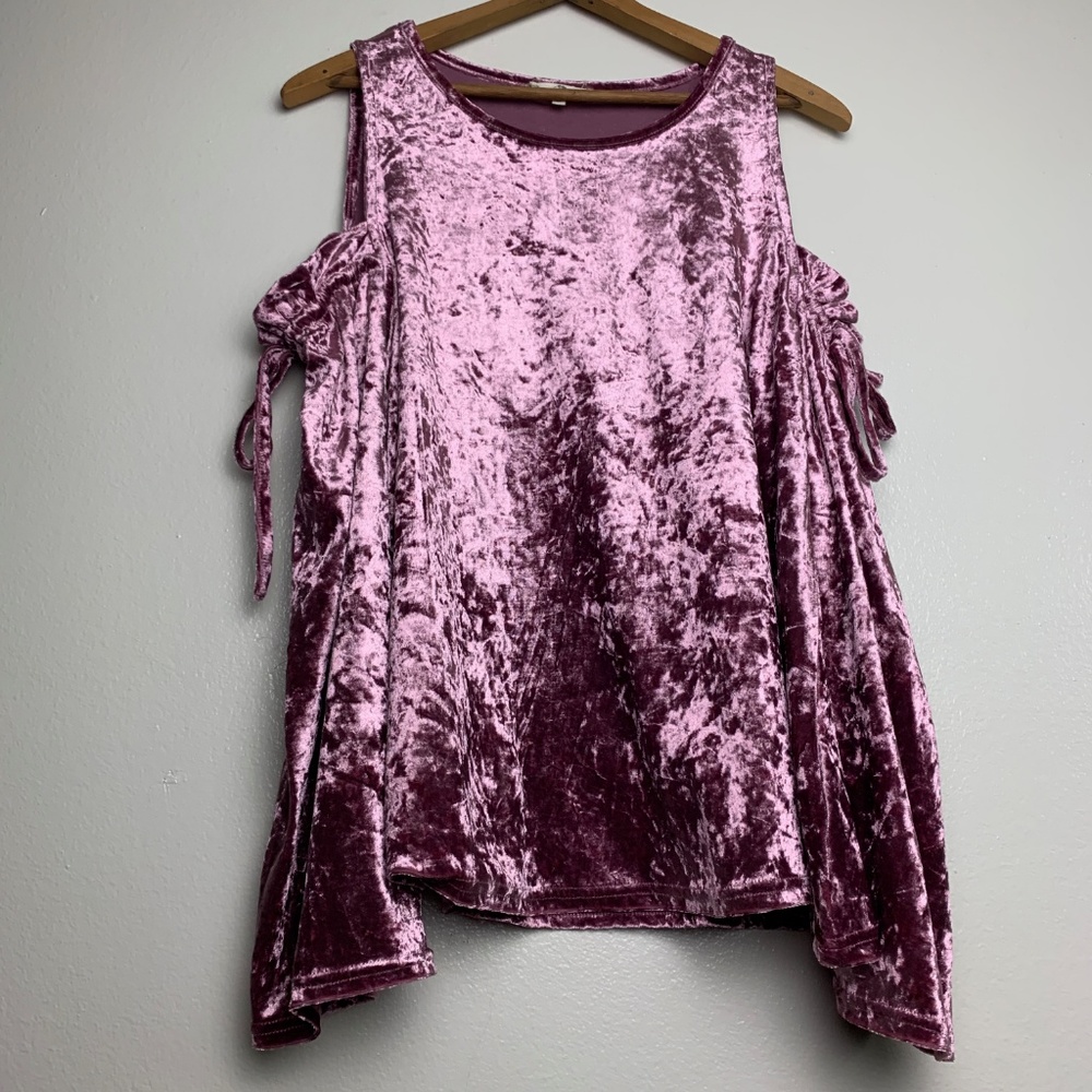 Entro Crushed Pink Velvet Shoulderless Top